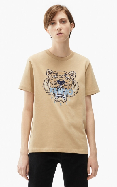 Kenzo Women Loose Tiger T-shirt Beige